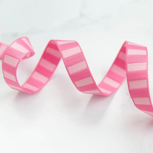 1" Bold Stripe Webbing in Flamingo/Pale Pink by Stitch Supply Co