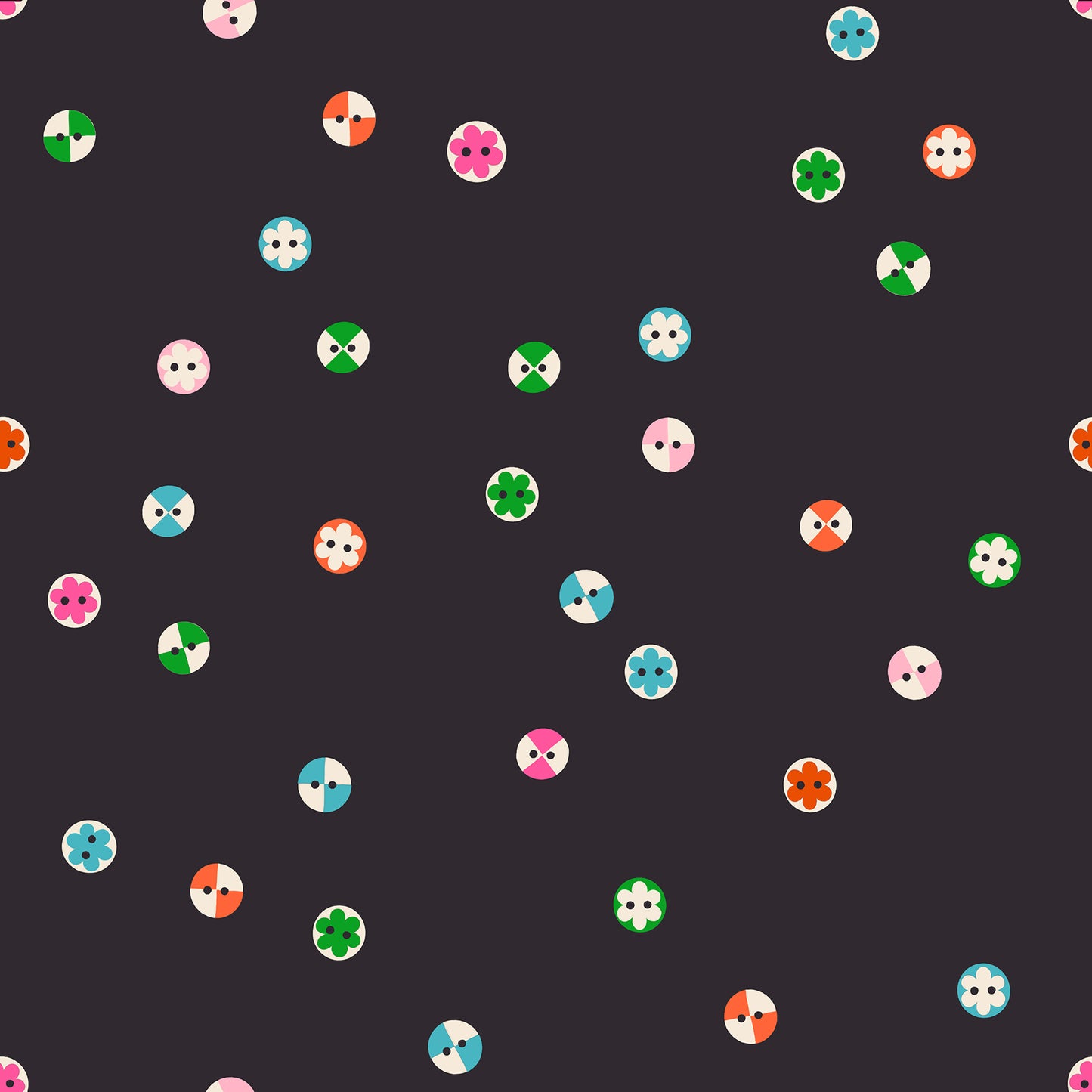 Pre Order 1 800 Notion "Buttons" in Soft Black by Ruby Star Society Fabric