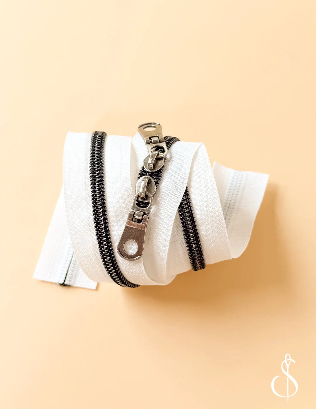 30" Zipper in White Gunmetal by Minki Kim