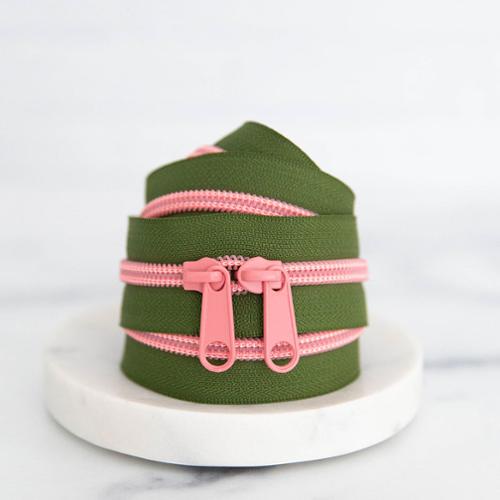 30" Zipper in Olive Blossom by Stitch Supply