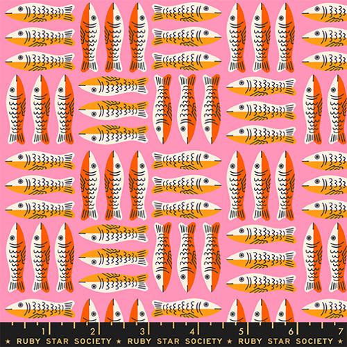 1 800 Calico "Little Sardines" in Lucky Pink by Ruby Star Society Fabric