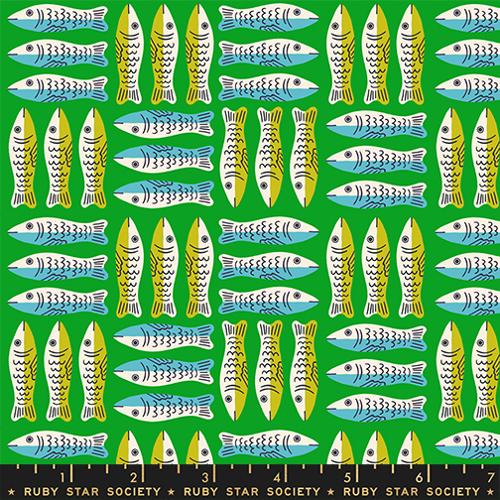 1 800 Calico "Little Sardines" in Verdant by Ruby Star Society Fabric