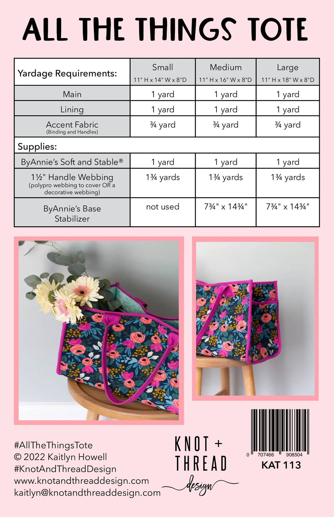 All the Things Tote (Paper Pattern) by Knot and Thread Design