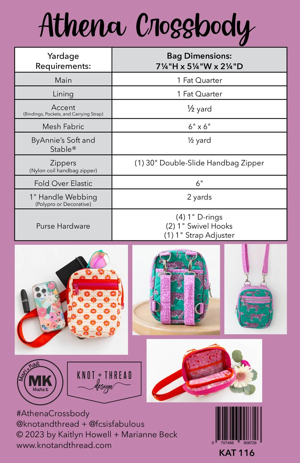 Athena Crossbody 2nd Edition (Paper Pattern) by Knot and Thread Design