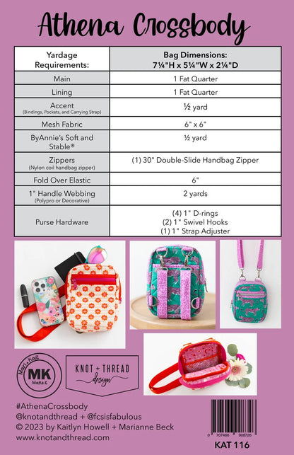Athena Crossbody 2nd Edition (Paper Pattern) by Knot and Thread Design