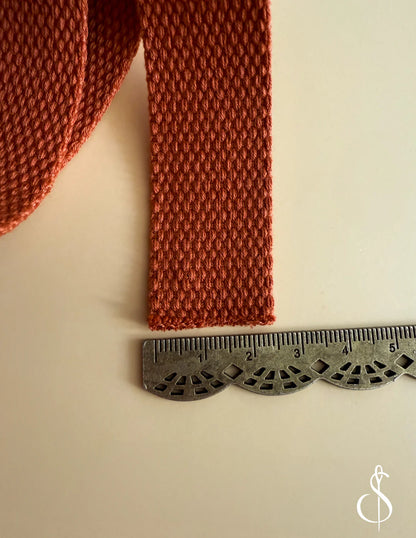 1" Wide Cotton Webbing in Rusty by Minki Kim
