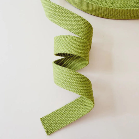 1" Wide Cotton Webbing in Pesto by Minki Kim