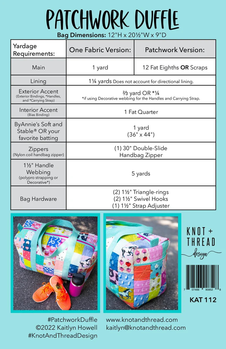 Patchwork Duffle 2nd Edition (Paper Pattern) by Knot and Thread Design