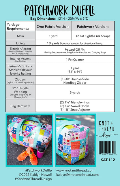 Patchwork Duffle 2nd Edition (Paper Pattern) by Knot and Thread Design