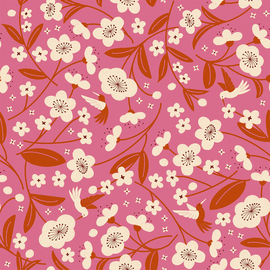 Pre Order Persimmon "Blossoms" in Hibiscus by Ruby Star Society Fabric