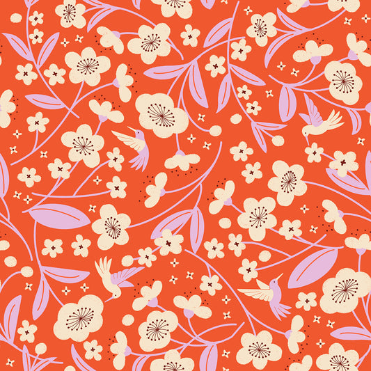 Pre Order Persimmon "Blossoms" in Warm Red by Ruby Star Society Fabric