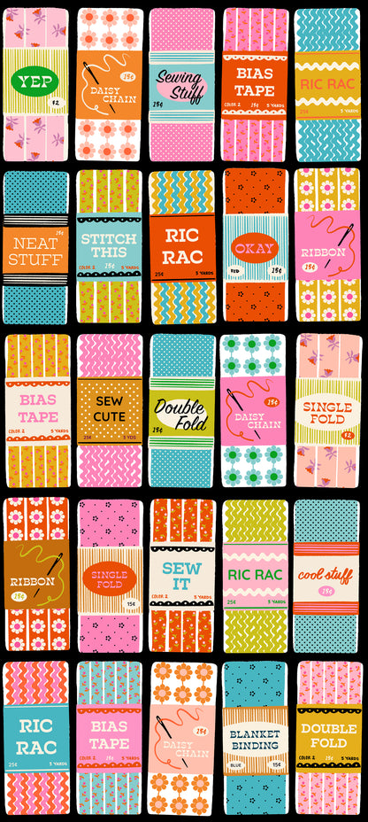 Pre Order 1 800 Notion "Sew Cute" in Soft Black by Ruby Star Society Fabric