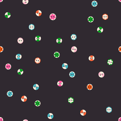Pre Order 1 800 Notion "Buttons" in Soft Black by Ruby Star Society Fabric