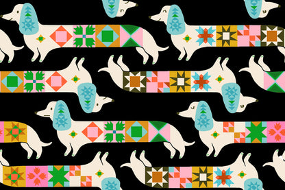 Pre Order 1 800 Notion "Quilty Dog" in Soft Black by Ruby Star Society Fabric