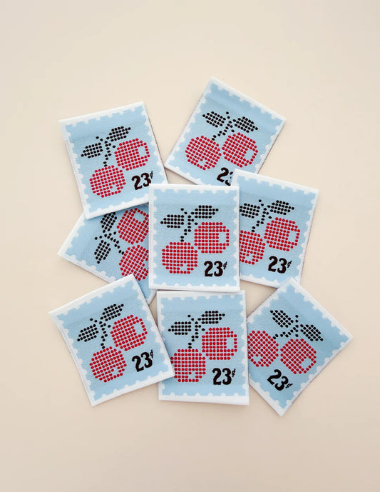 Cherry Stamp Woven Labels by Minki Kim