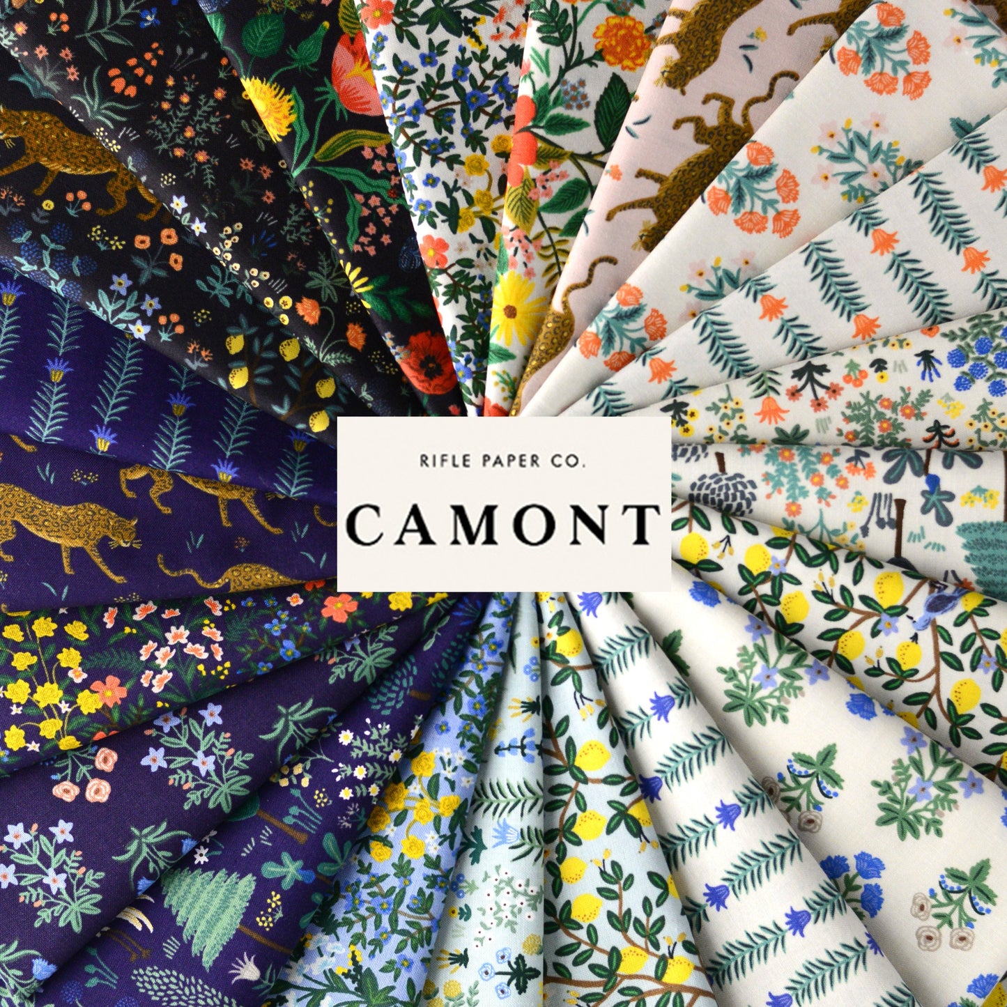 Camont Eden (Navy Metallic) | Rifle Paper Co Fabric