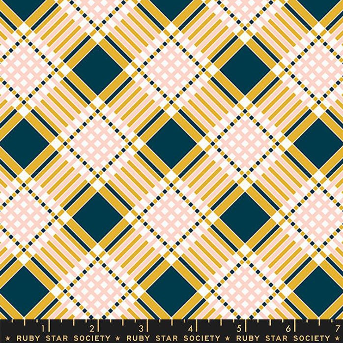 Strawberry Friends "Plaid" in Goldenrod by Ruby Star Society Fabric