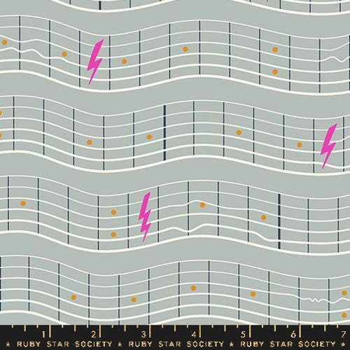 Teddy And The Bears "Fretboard" in Oyster by Ruby Star Society Fabric