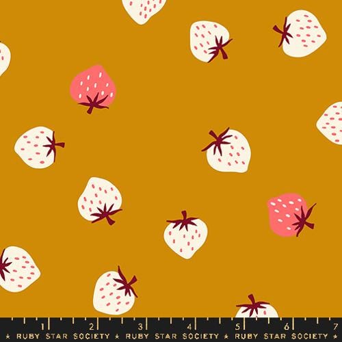 Strawberry "Toss" in Butterscotch by Ruby Star Society Fabric