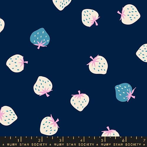 Strawberry "Toss" in Navy by Ruby Star Society Fabric