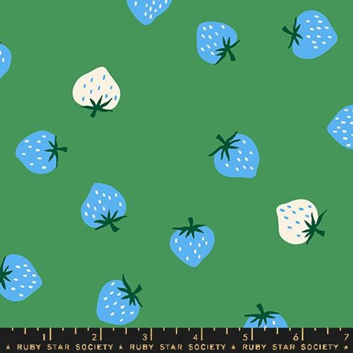 Strawberry "Toss" in Broccolini by Ruby Star Society Fabric
