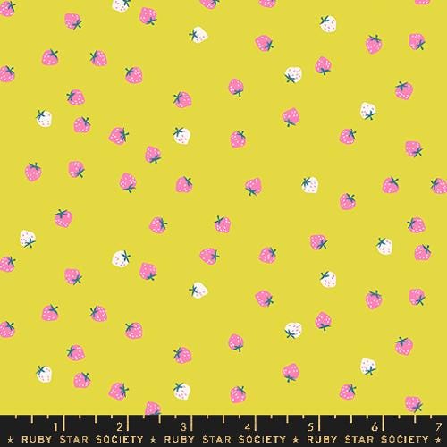 Strawberry "Mini Berry" in Citron by Ruby Star Society Fabric