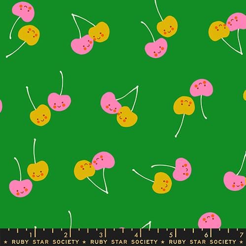 Trinketry "Cherry Friends" in Deep Verdant by Ruby Star Society Fabric