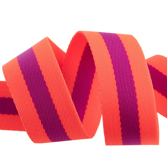 1.5" Nylon Webbing in Watermelon and Plum by Tula Pink
