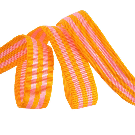 1" Nylon Webbing in Bright Orange Fizz by Tula Pink