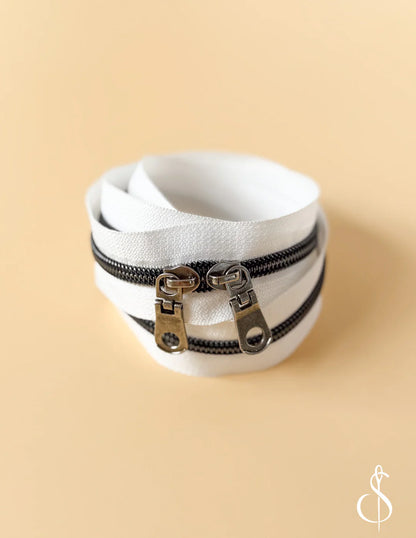 30" Zipper in White Gunmetal by Minki Kim